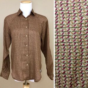 Vintage 80s Personal Petites Brown Button Down
